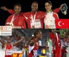 Alemitu 5000 m πρωταθλητής Bekele, Elvan Abeylegesse και η Σάρα Moreira (2η και 3η) του Ευρωπαϊκού Πρωταθλήματος Στίβου της Βαρκελώνης 2010